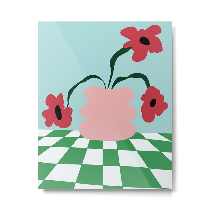 Bold clay florals Metal Print Gallery Image 1