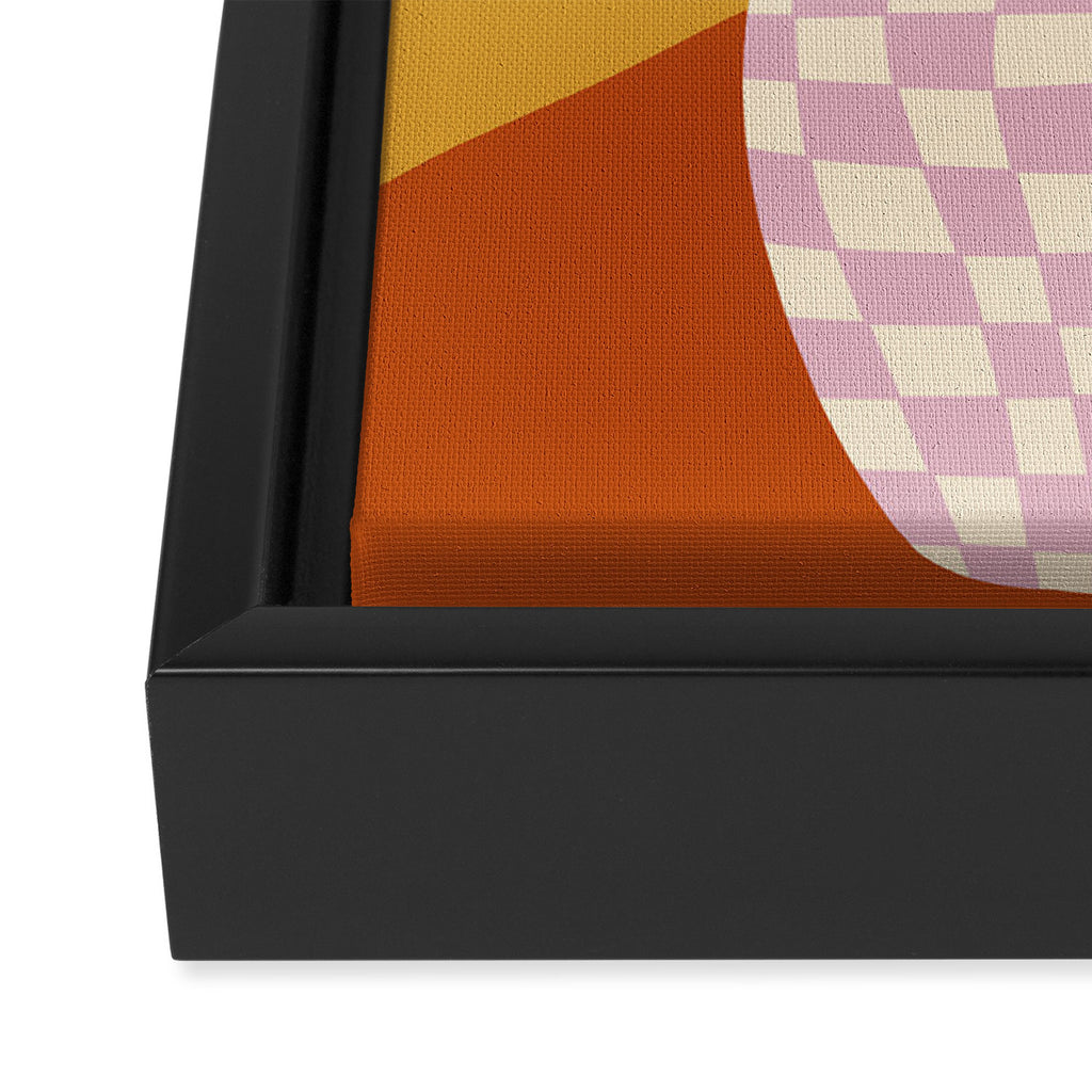 Checkered retro flower pot  Framed Canvas Print Gallery Image 3