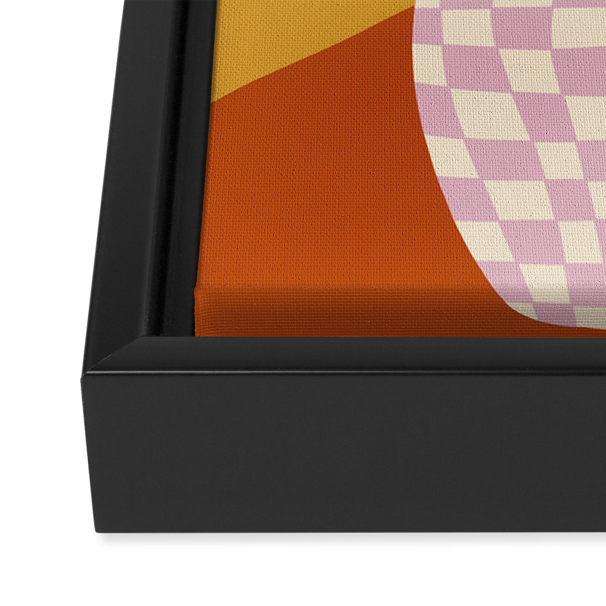 Checkered retro flower pot  Framed Canvas Print Gallery Image 3