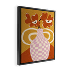 Checkered retro flower pot  Framed Canvas Print Gallery Image 2