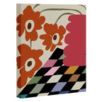 color checkerboard with dropping flower Canvas Print Gallery Image 3