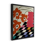 color checkerboard with dropping flower Framed Canvas Print Gallery Image 2