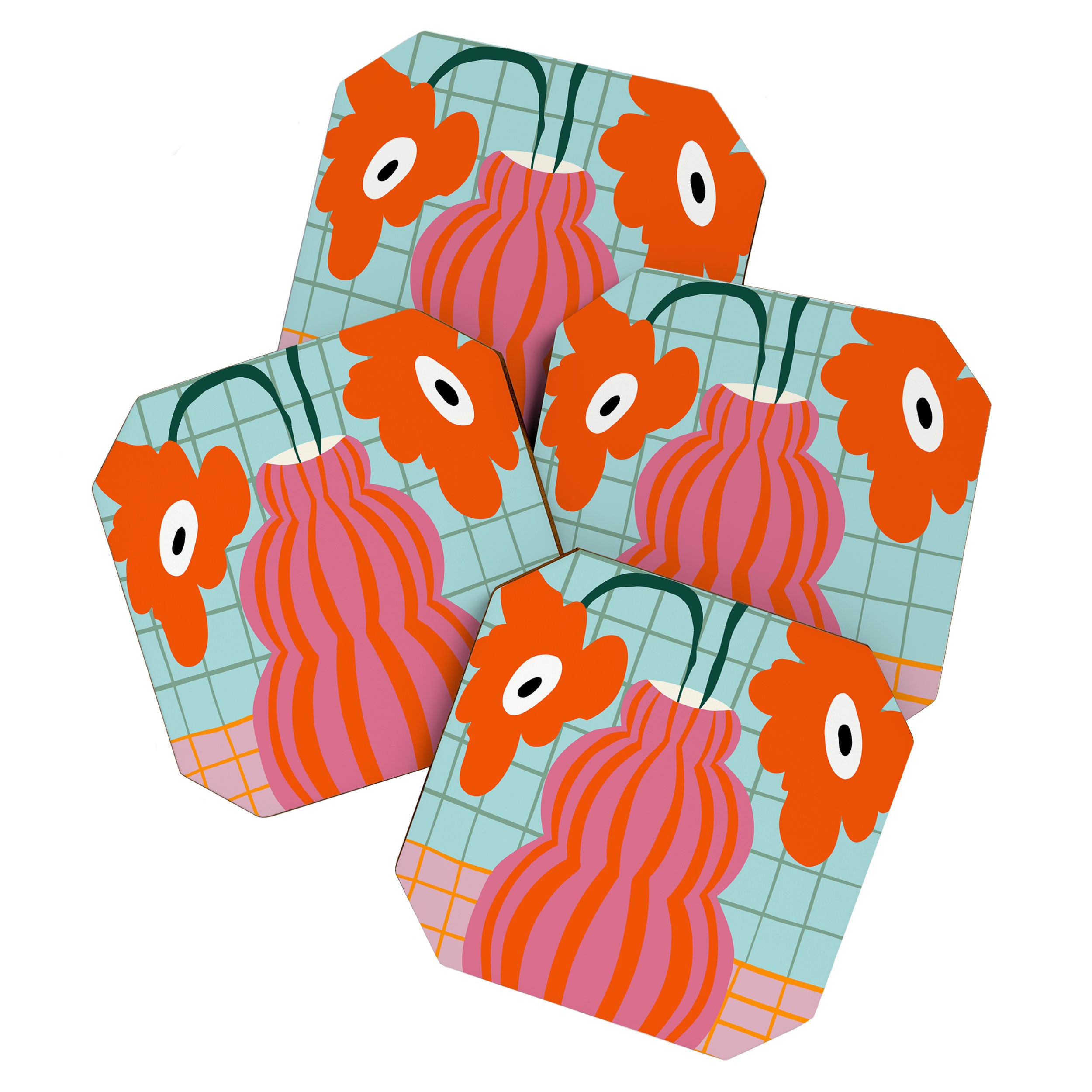 Colorful clay blooms Coaster Gallery Image 1