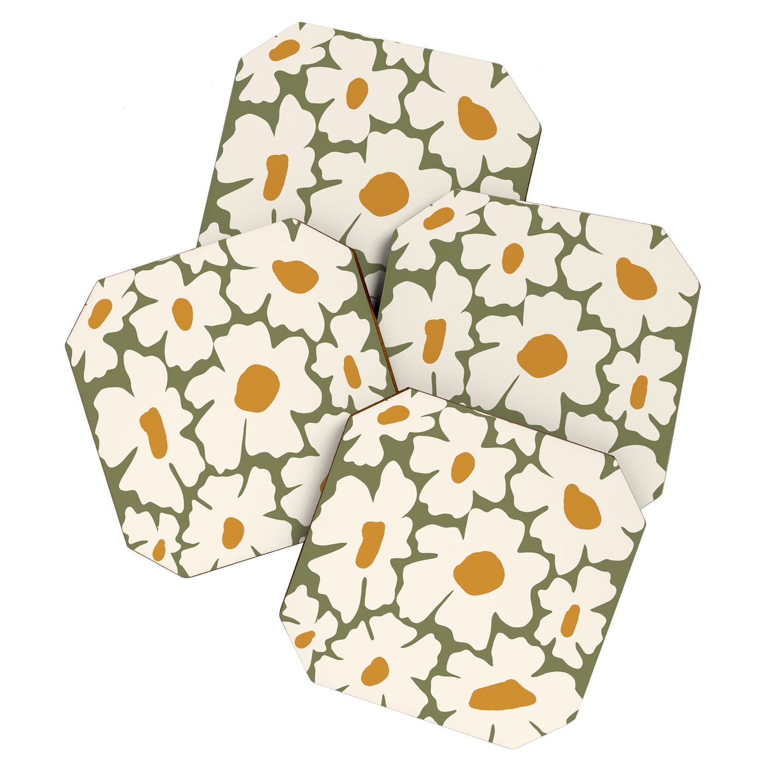 Cute retro floral art Coaster Gallery Image 1