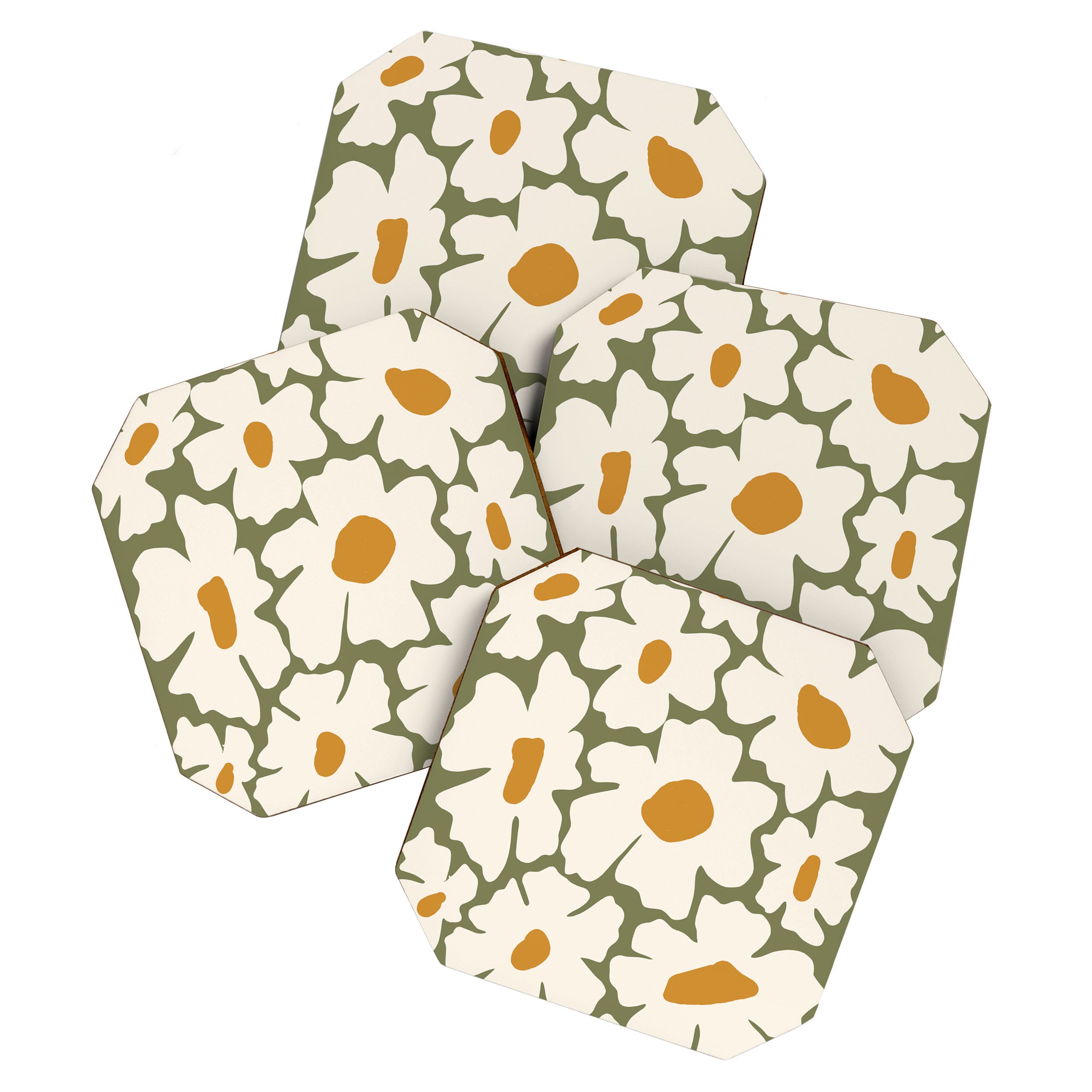 Cute retro floral art Coaster Gallery Image 1