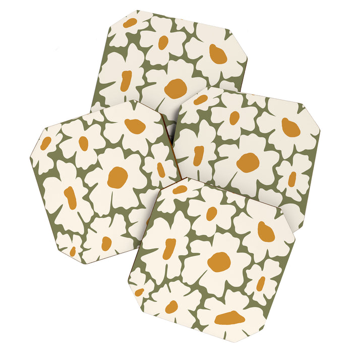 Cute retro floral art Coaster Gallery Image 1