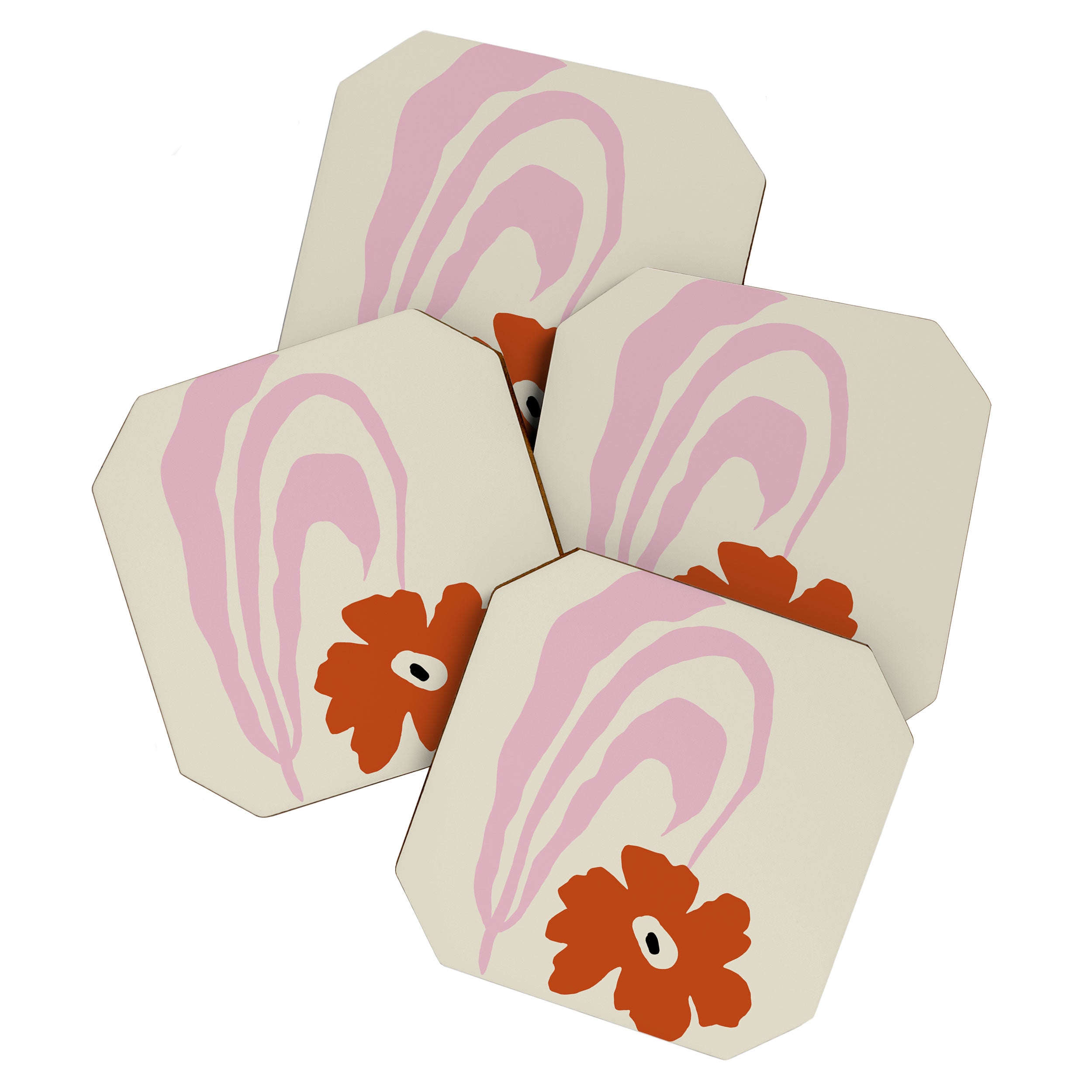 Dropping pink flower  Coaster Gallery Image 1