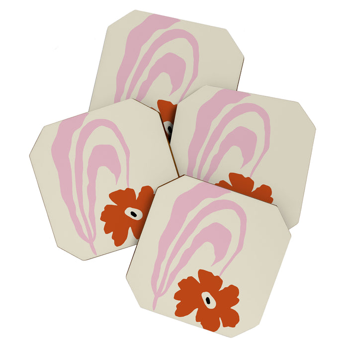 Dropping pink flower  Coaster Gallery Image 1