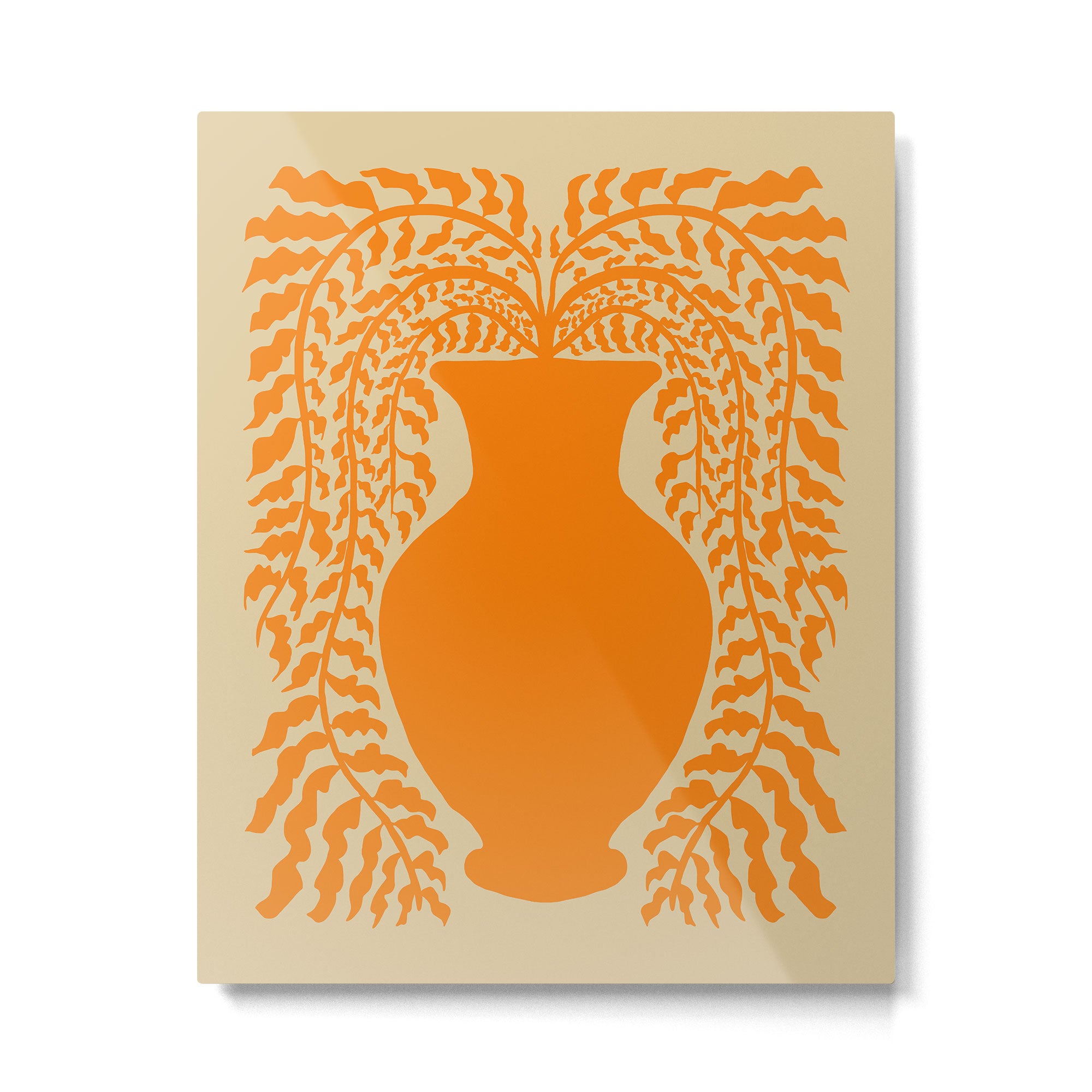 Floral fern Pottery  Metal Print Gallery Image 4
