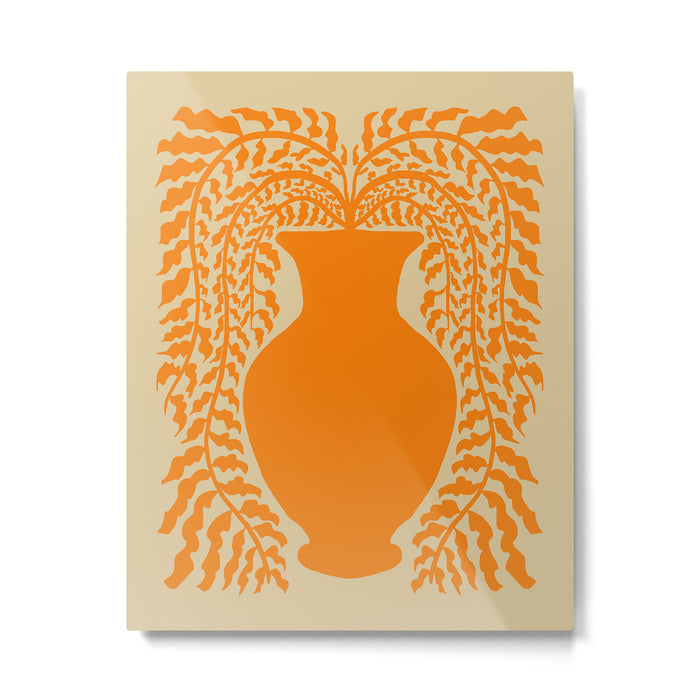 Floral fern Pottery  Metal Print Gallery Image 1