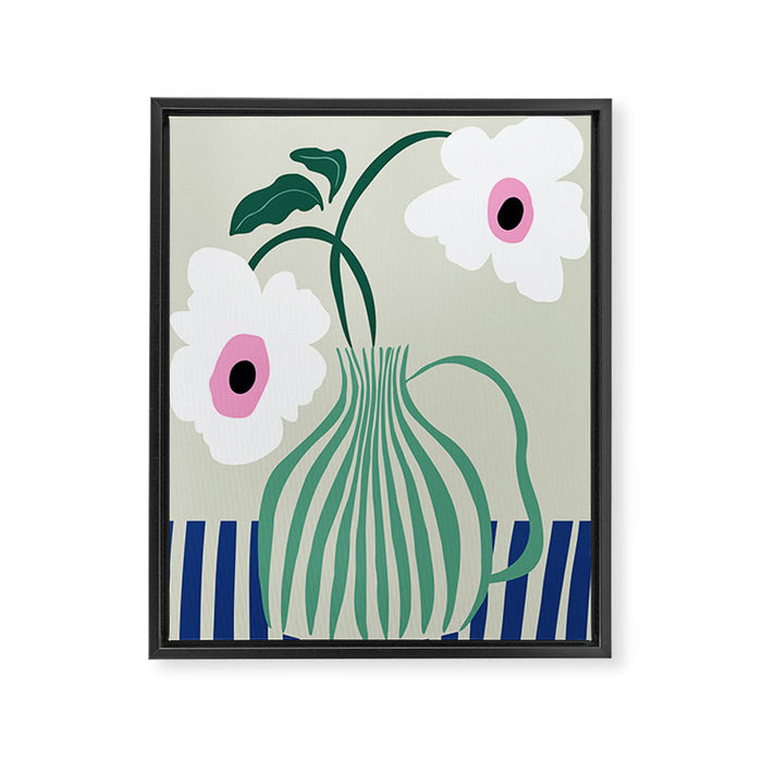 Floral pottery delight Framed Canvas Print Gallery Image 1