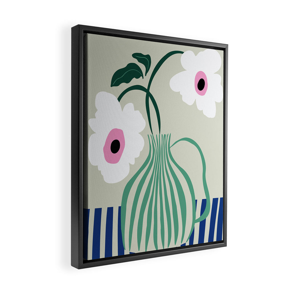 Floral pottery delight Framed Canvas Print Gallery Image 2