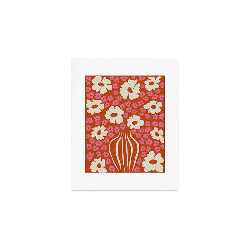 flower-pot in orange and pink Art Print Gallery Image 1
