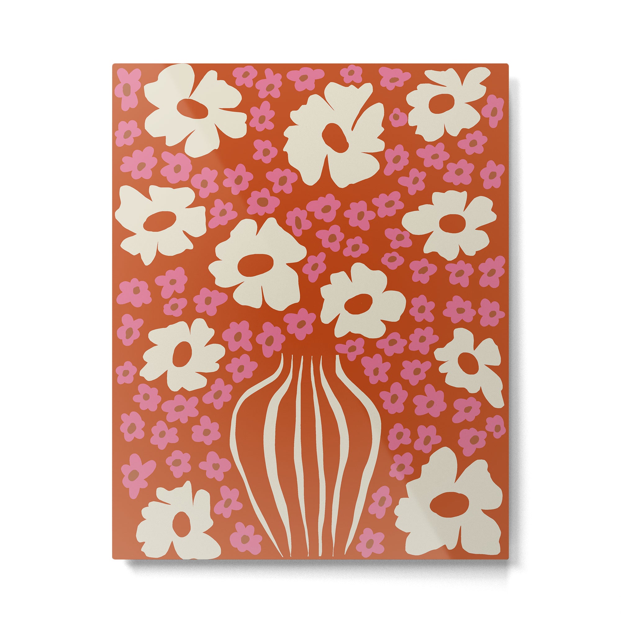 flower-pot in orange and pink Metal Print Gallery Image 4