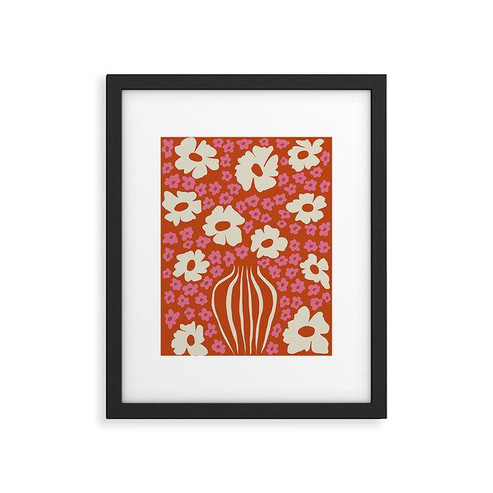 flower-pot in orange and pink Framed Art Print Gallery Image 1