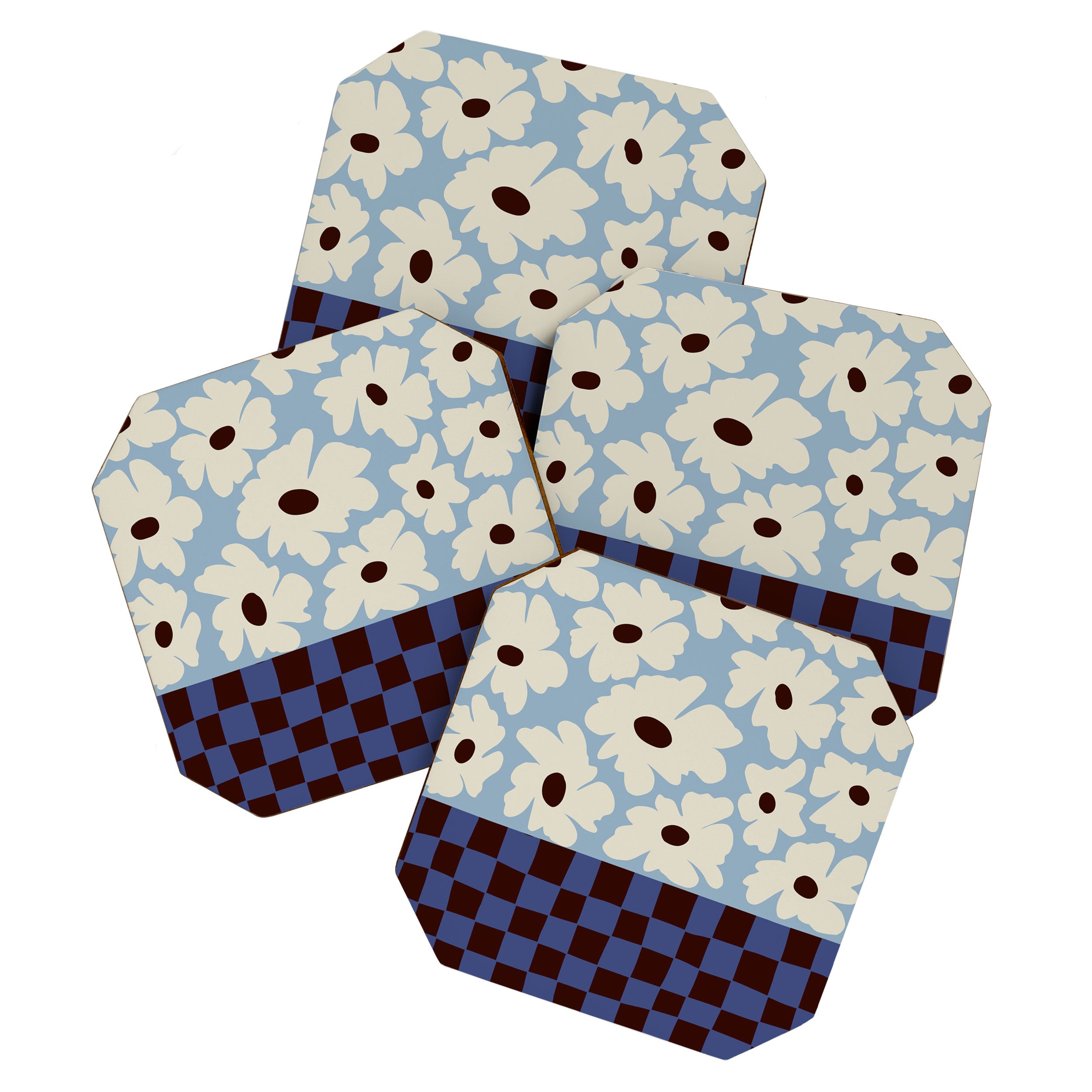 Flowers_checkerboard  Coaster Gallery Image 1