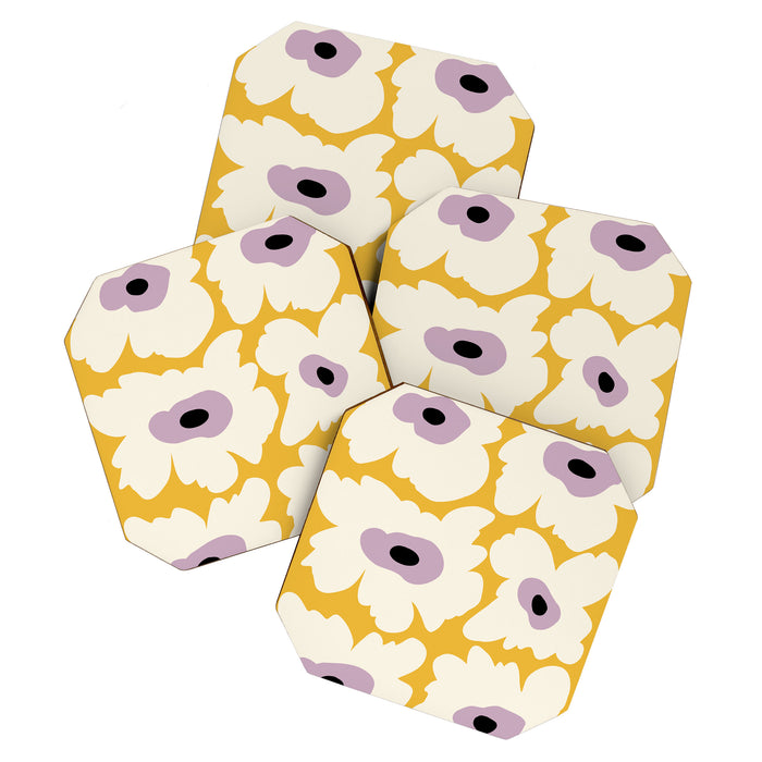 Fresh Poppy in yellow Coaster Gallery Image 1