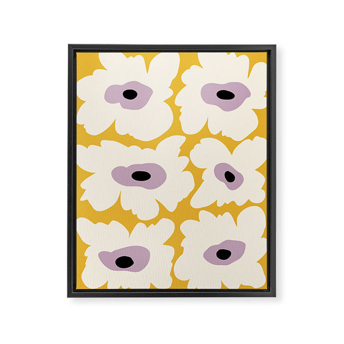 Fresh Poppy in yellow Framed Canvas Print Gallery Image 1