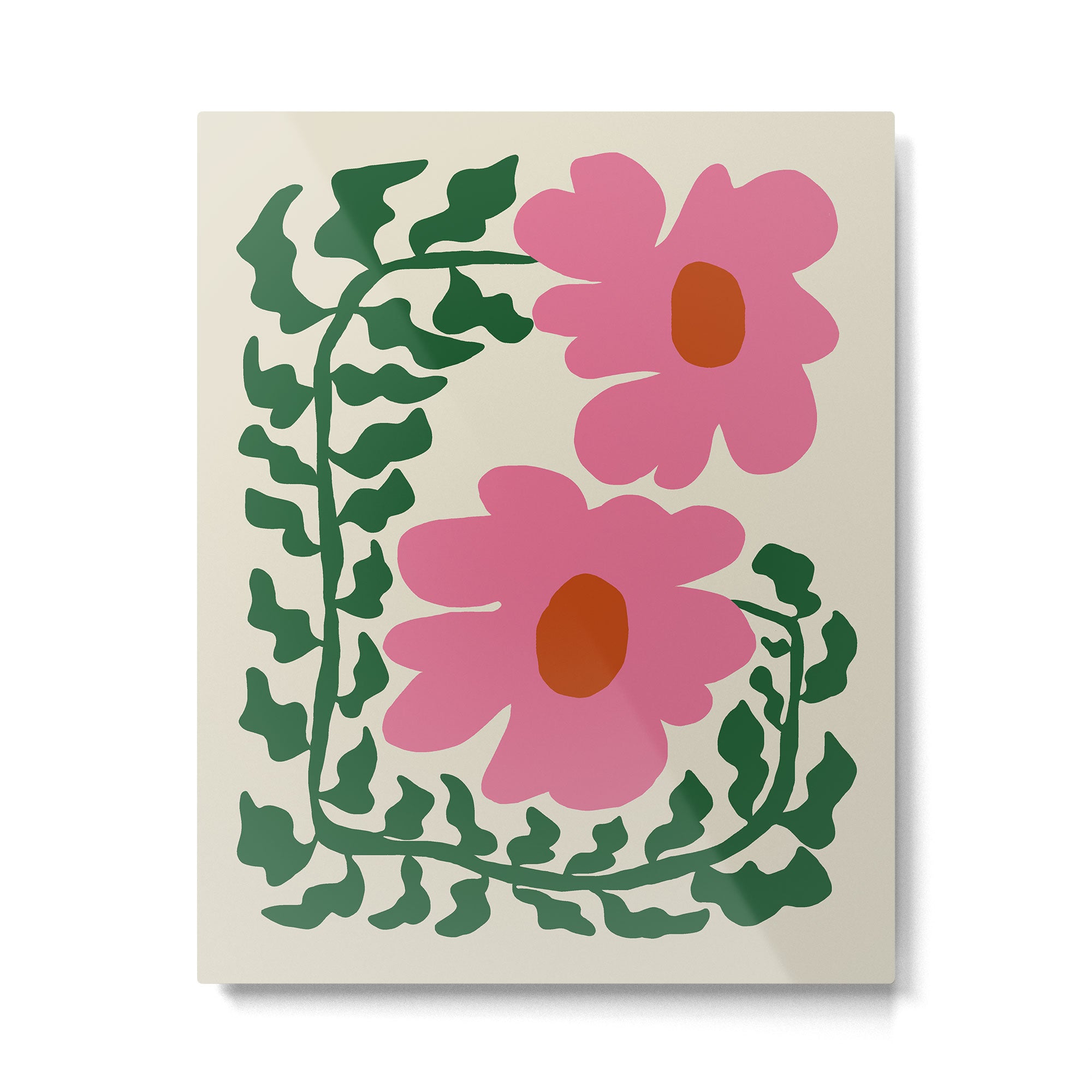 Fun Fern and pink poppy  Metal Print Gallery Image 4