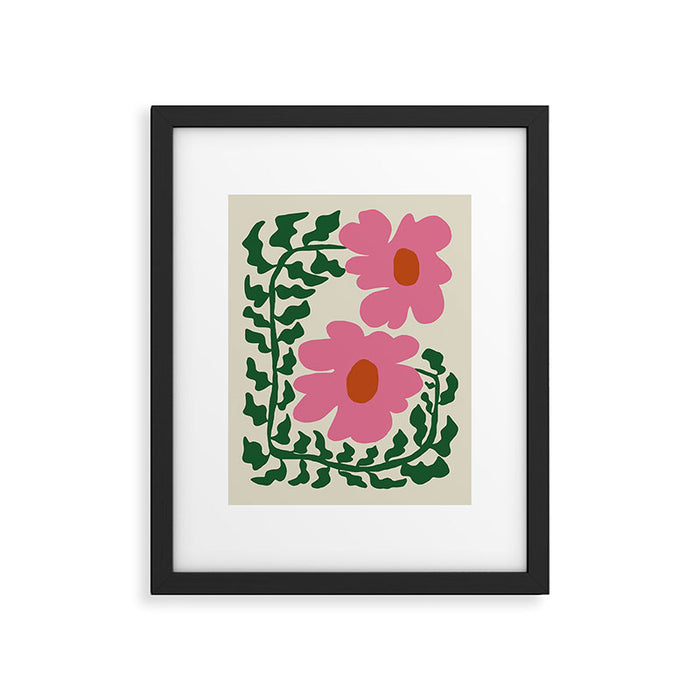Fun Fern and pink poppy  Framed Art Print Gallery Image 1