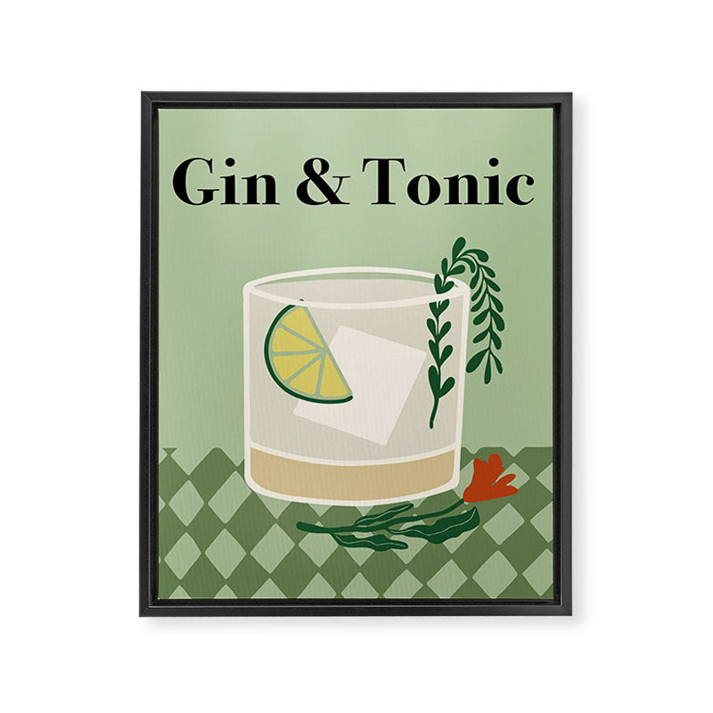 Gin & Tonic Cocktail Framed Canvas Print Gallery Image 6