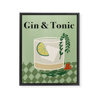 Gin & Tonic Cocktail Framed Canvas Print Gallery Image 6