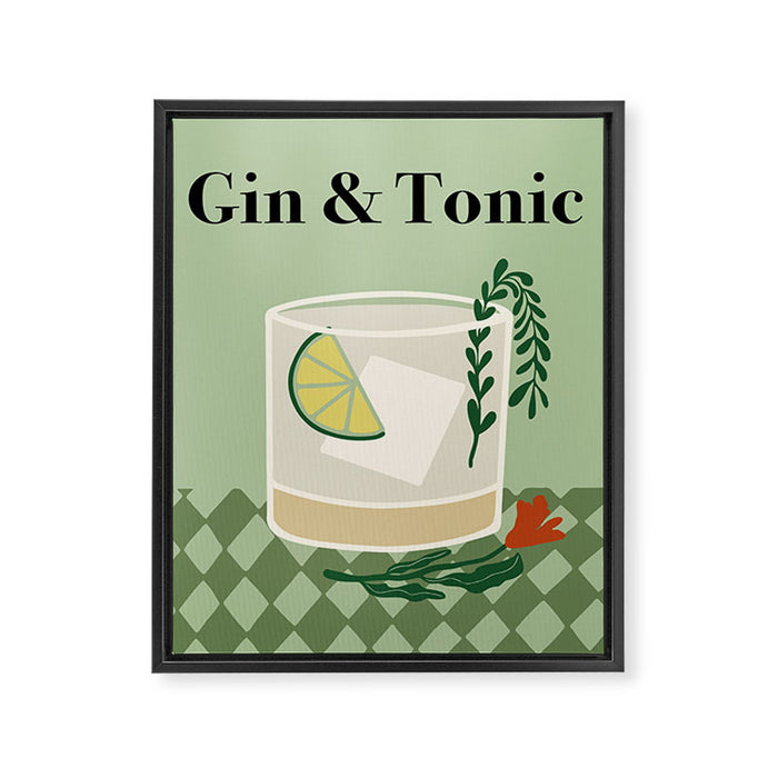 Gin & Tonic Cocktail Framed Canvas Print Gallery Image 1