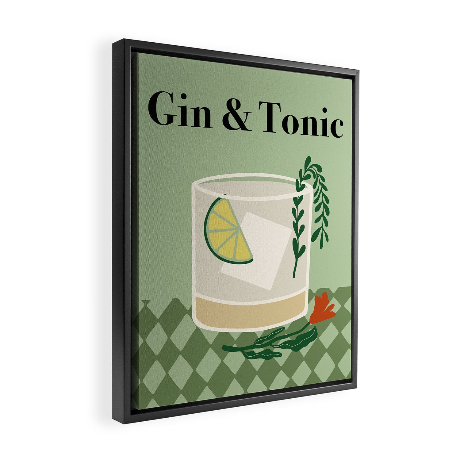 Gin & Tonic Cocktail Framed Canvas Print Gallery Image 2