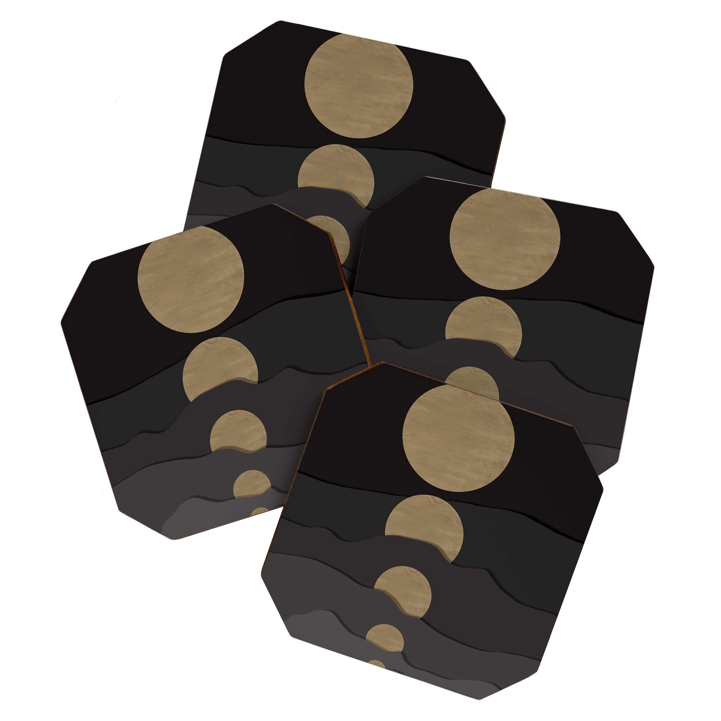 Golden moon phases  Coaster Gallery Image 1