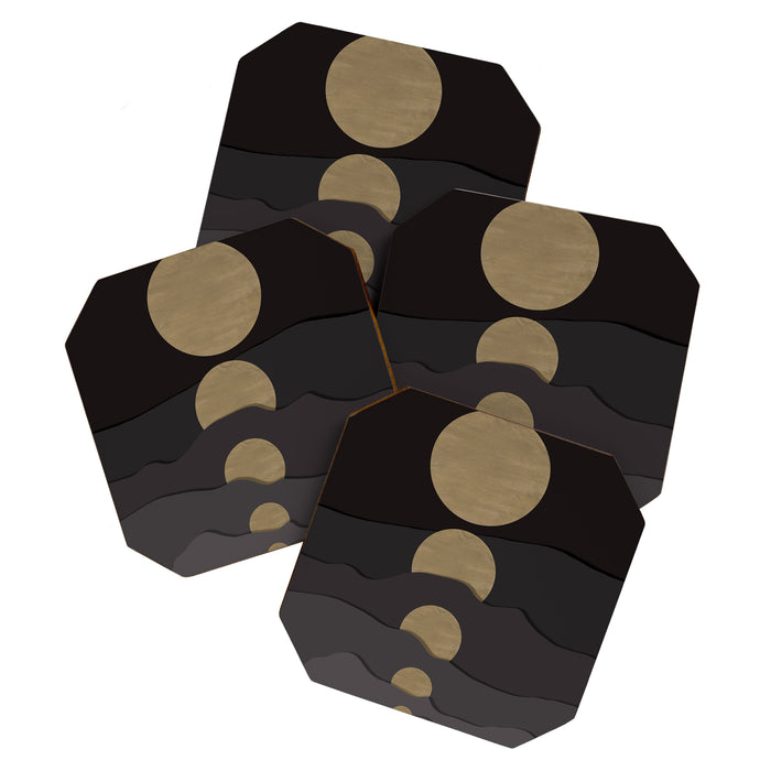 Golden moon phases  Coaster Gallery Image 1