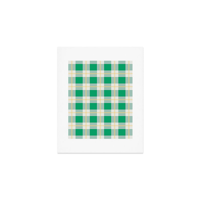 green vintage gingham  Art Print Gallery Image 1