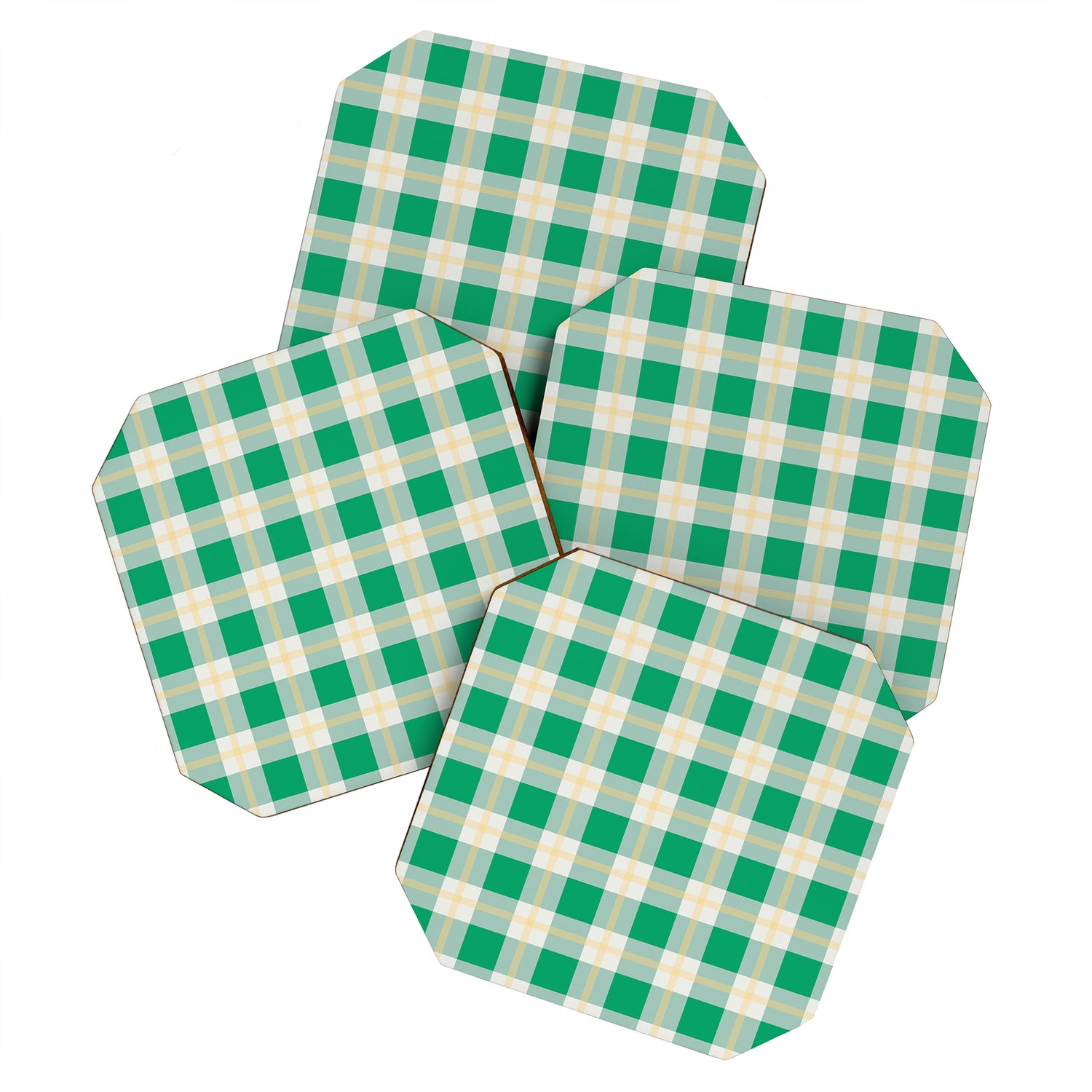 green vintage gingham  Coaster Gallery Image 1