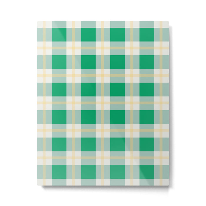 green vintage gingham  Metal Print Gallery Image 1