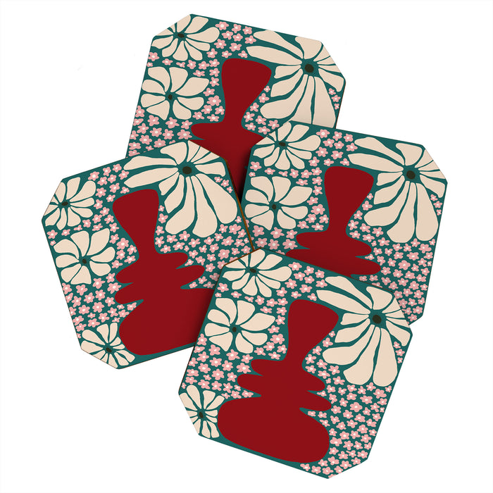 Happy Retro flower vase 1 Coaster Gallery Image 1