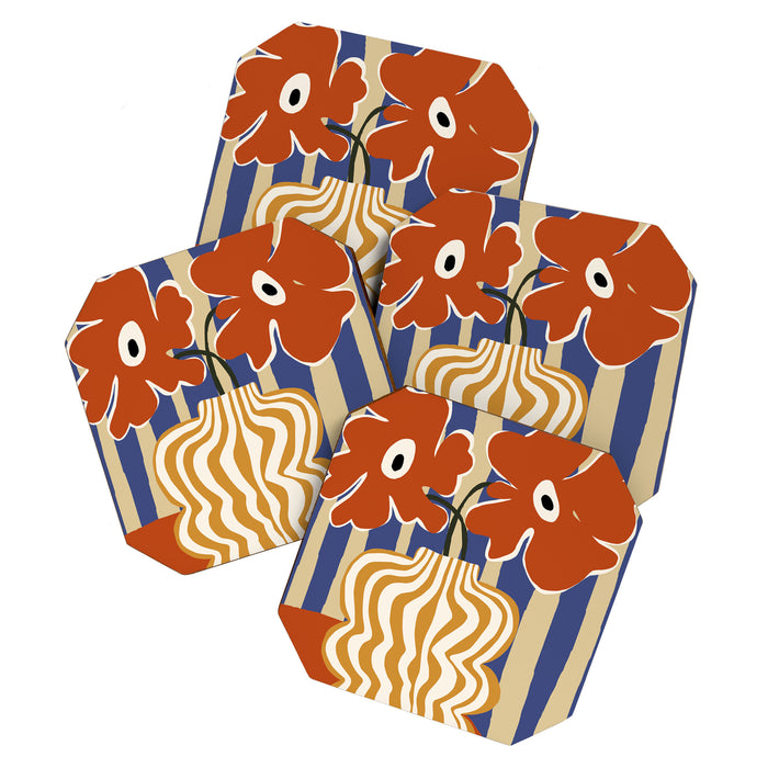 Holiday Stripe flower vase Coaster Gallery Image 1
