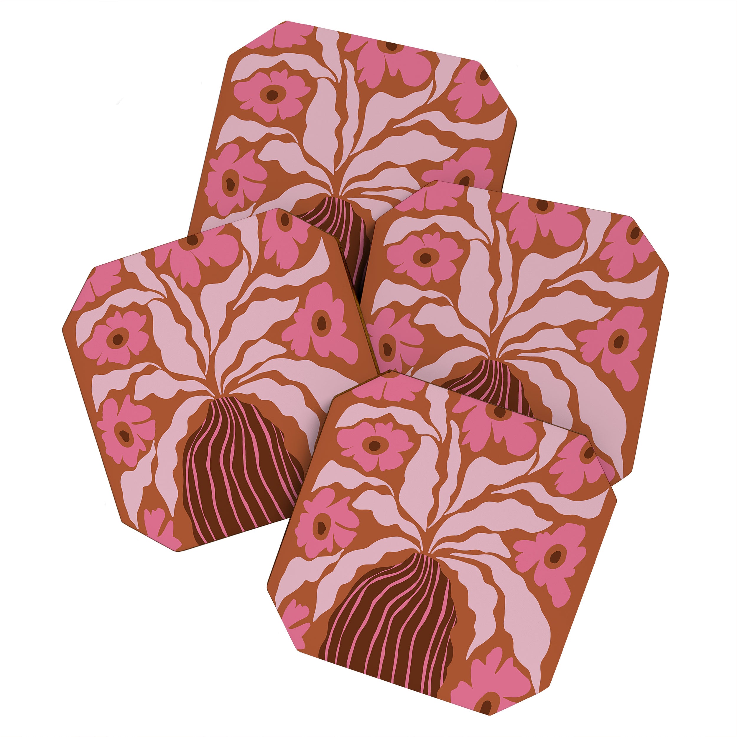 Mid-century blooming pot  Coaster Gallery Image 1