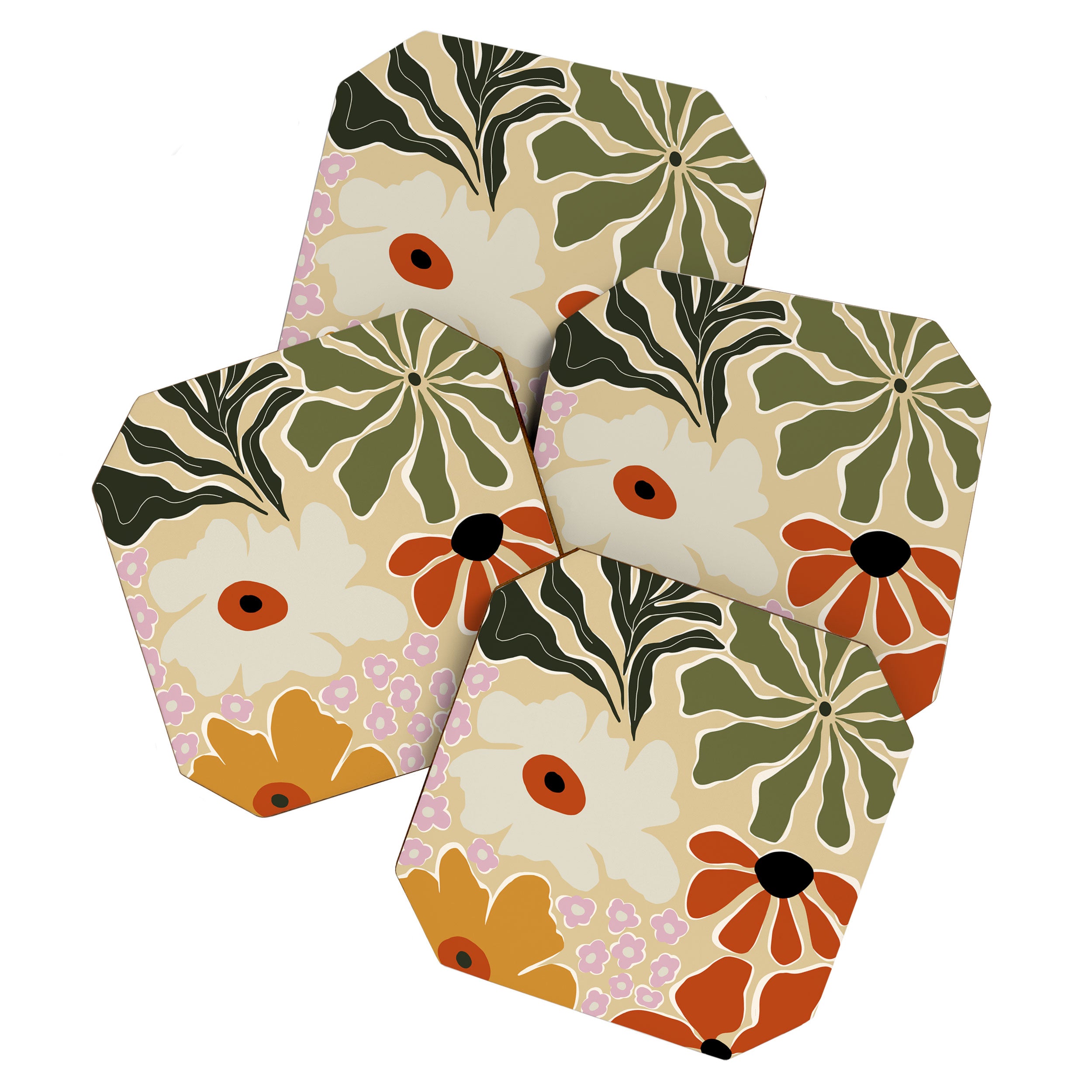 Mid-century bouquet  Coaster Gallery Image 1