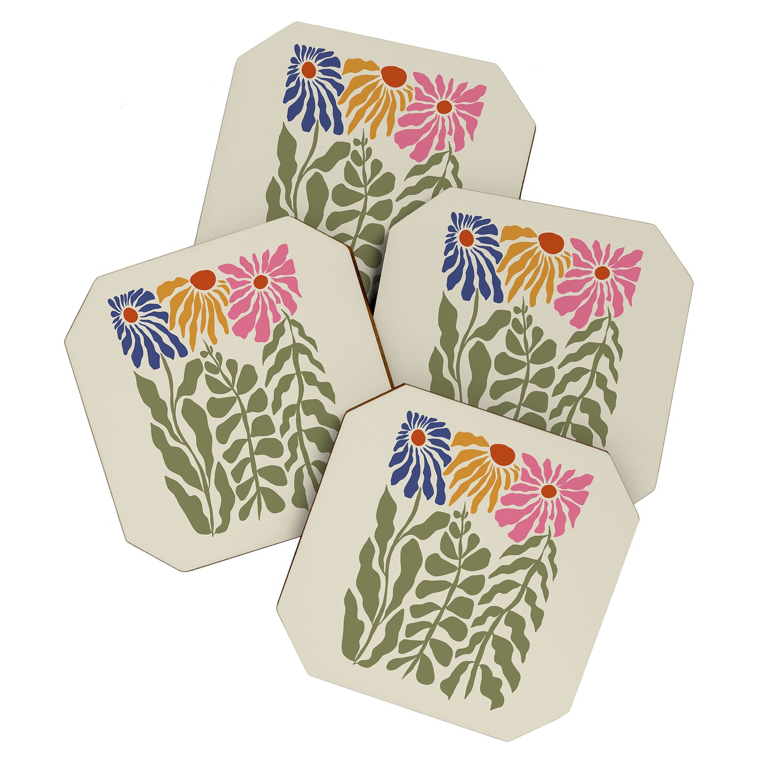 Mid-Century floral Coaster Gallery Image 1