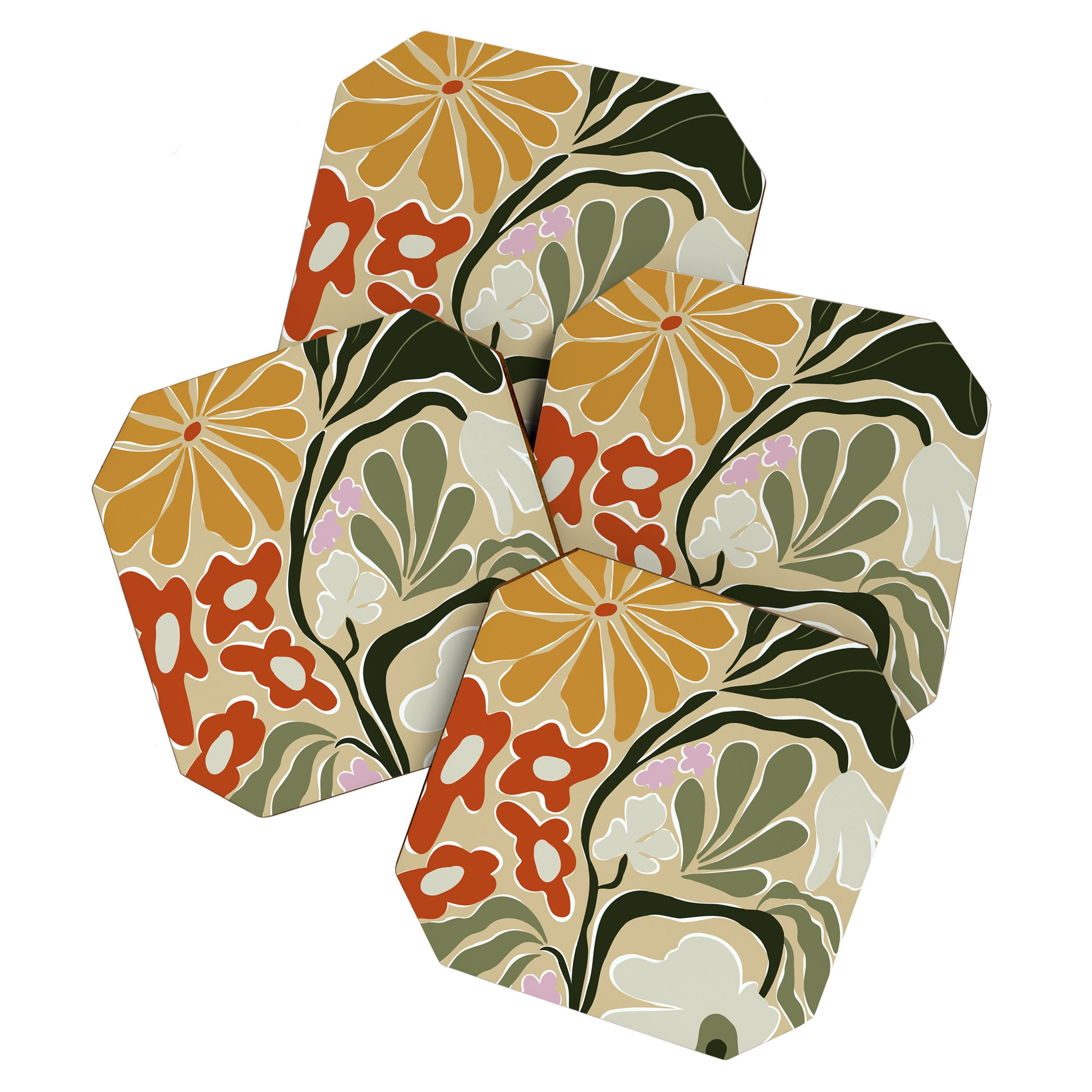 Mid-Century Floral Fantasy Coaster Gallery Image 1