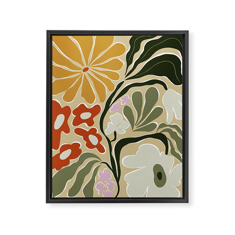 Mid-Century Floral Fantasy Framed Canvas Print Gallery Image 6