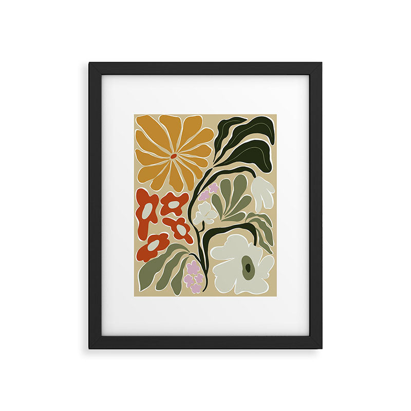 Mid-Century Floral Fantasy Framed Art Print Gallery Image 5