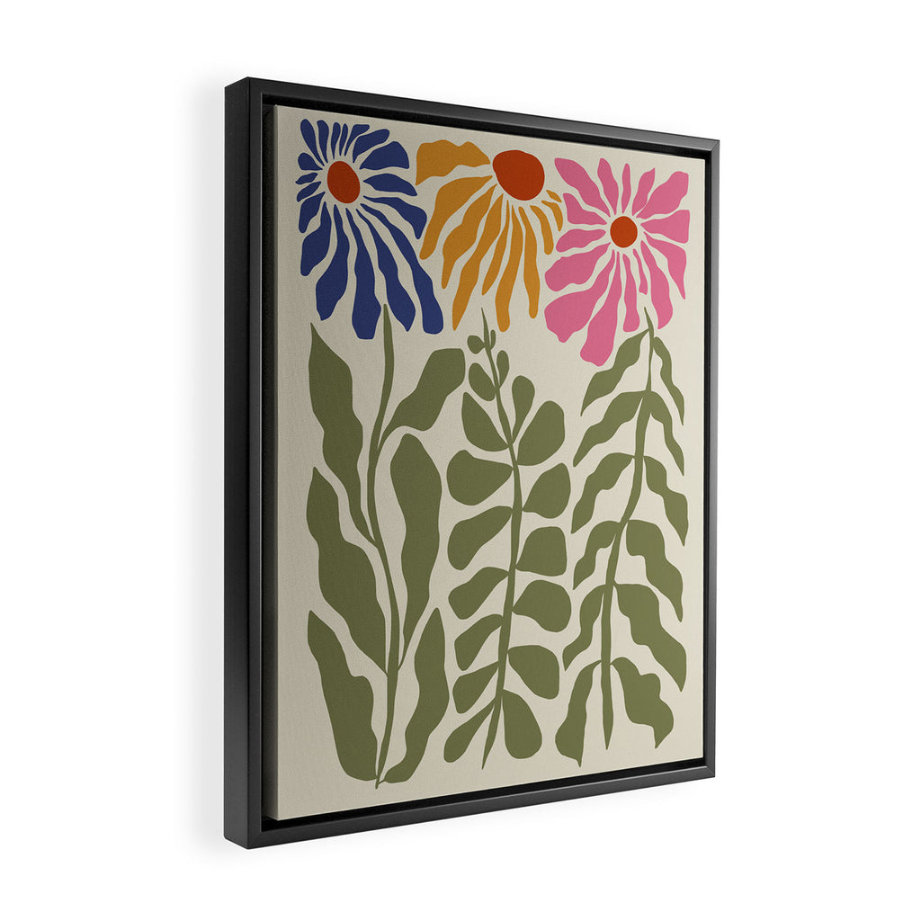 Mid-Century floral Framed Canvas Print Gallery Image 2