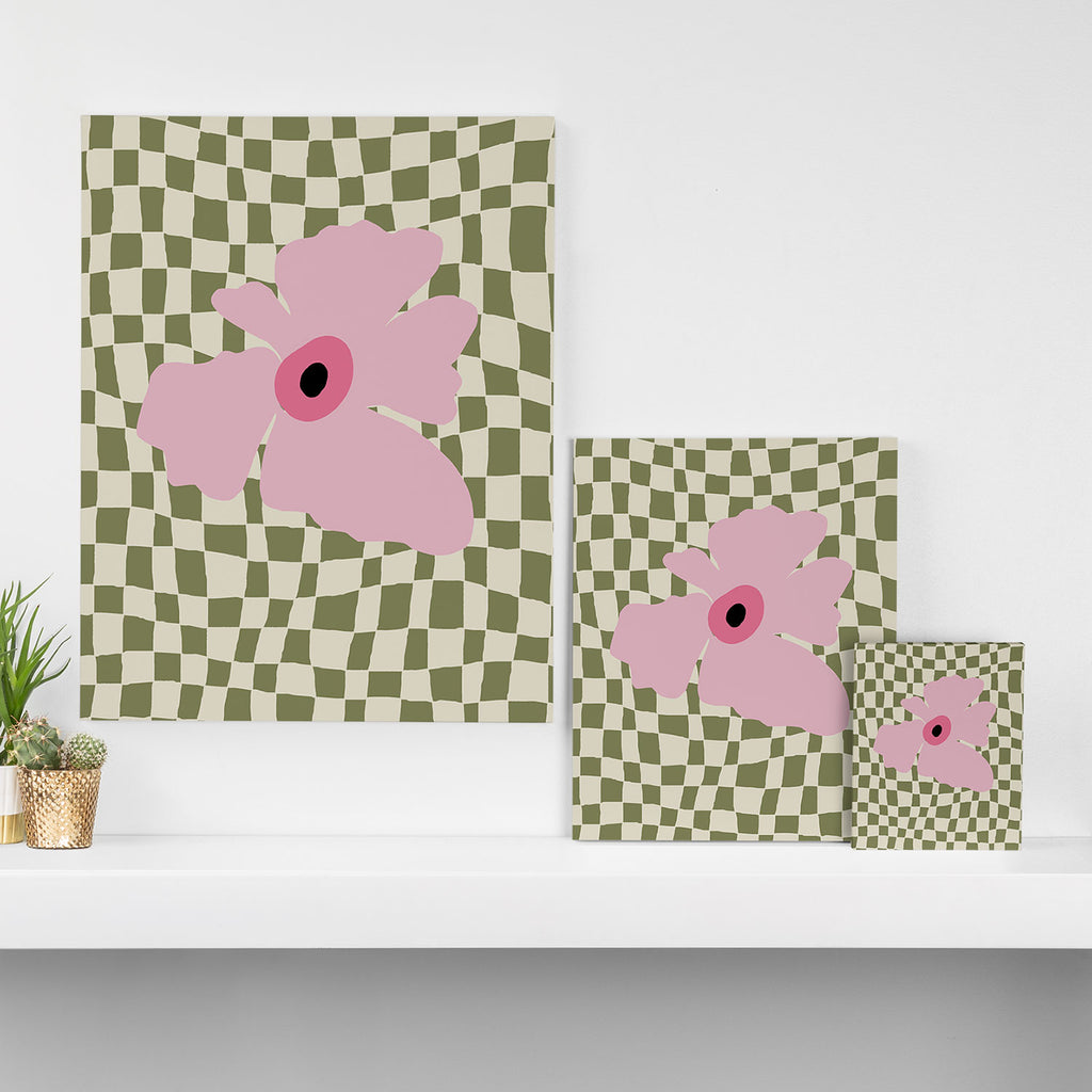 Minimal checkered flower  Canvas Print Gallery Image 3