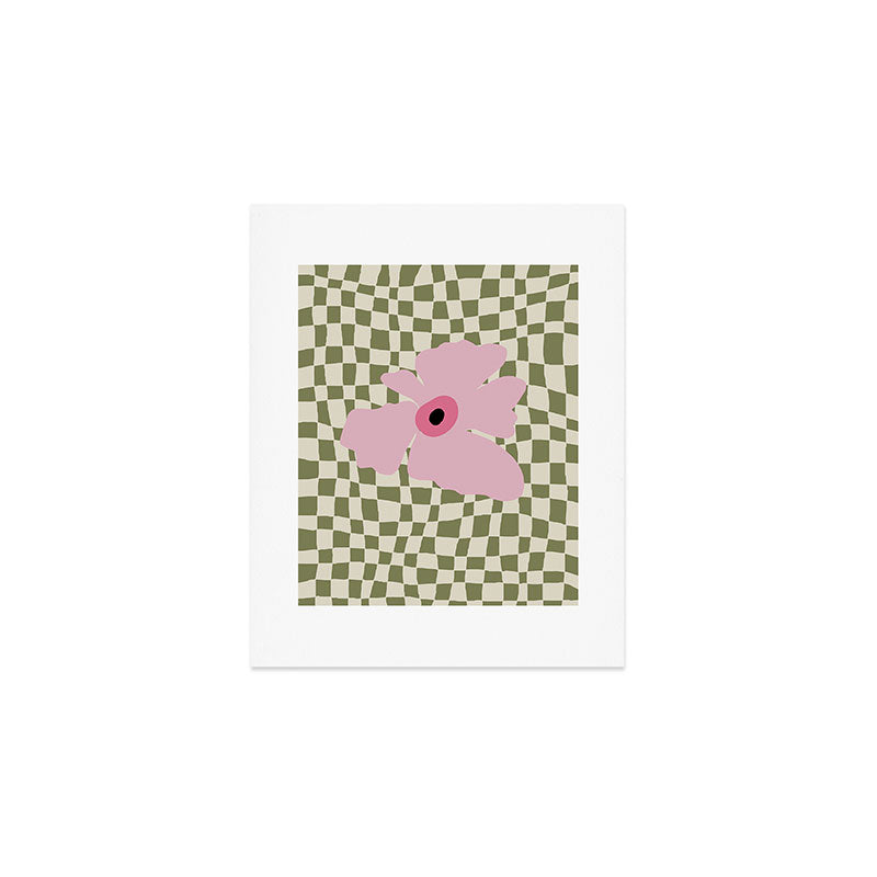 Minimal checkered flower  Art Print Gallery Image 1