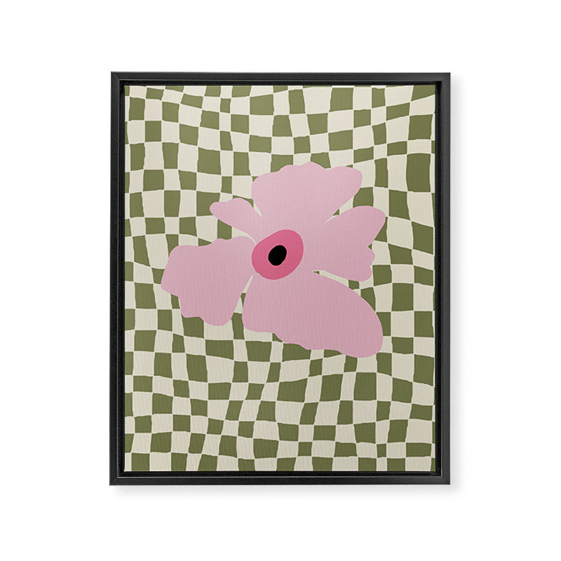 Minimal checkered flower  Framed Canvas Print Gallery Image 8