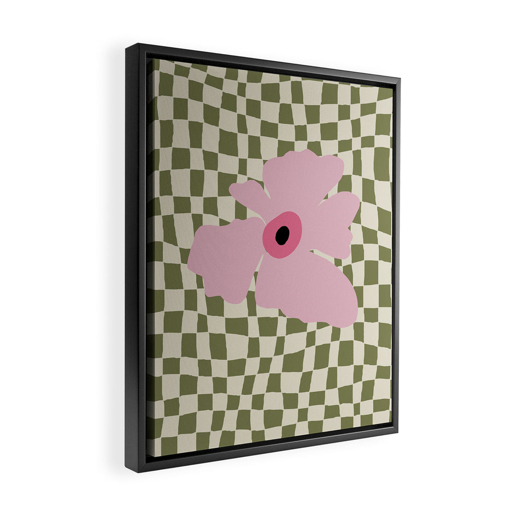 Minimal checkered flower  Framed Canvas Print Gallery Image 2