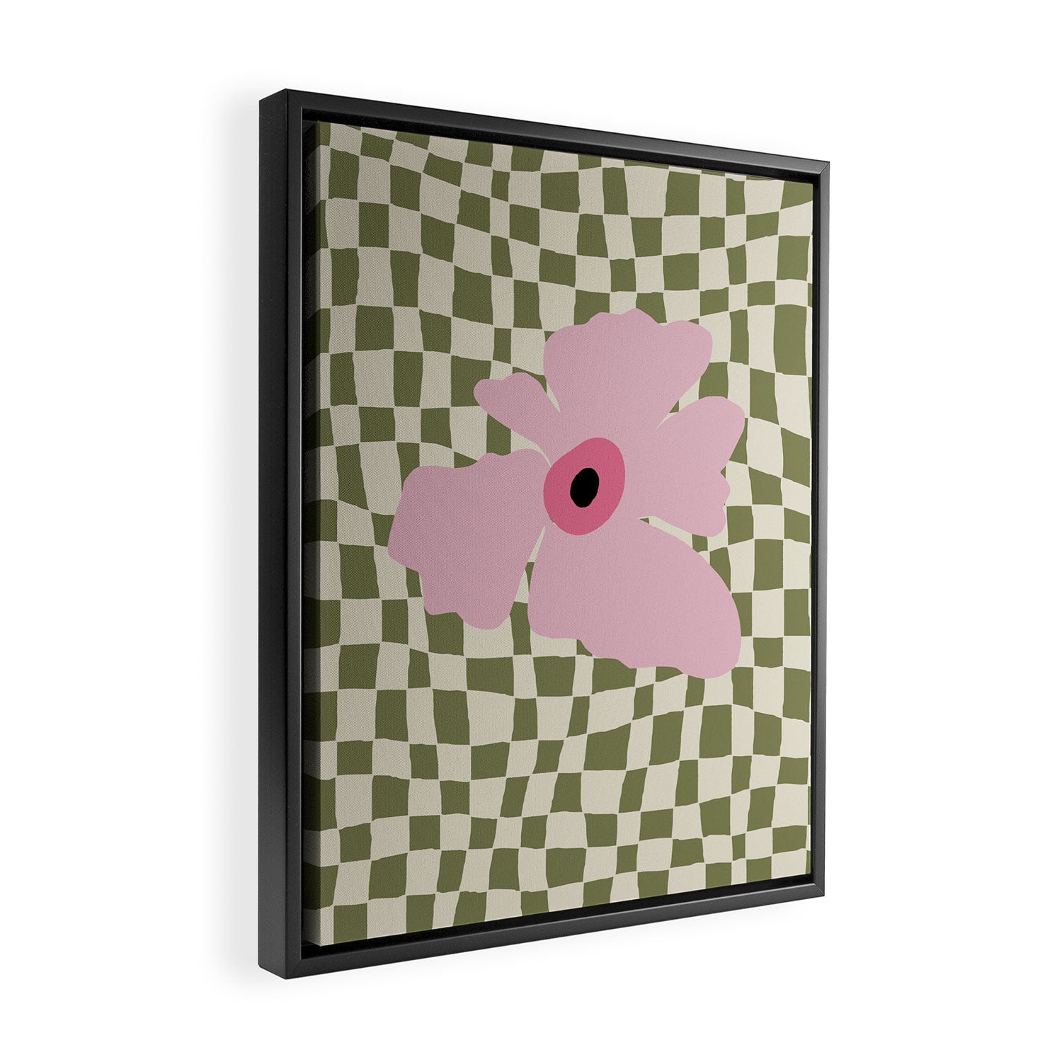 Minimal checkered flower  Framed Canvas Print Gallery Image 2