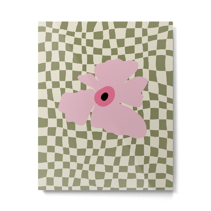 Minimal checkered flower  Metal Print Gallery Image 1