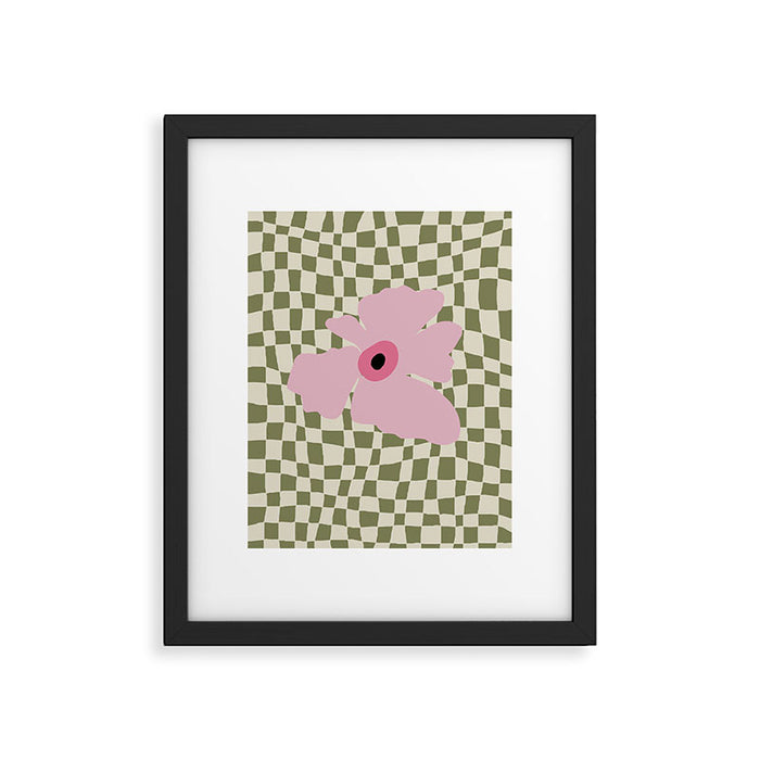 Minimal checkered flower  Framed Art Print Gallery Image 1