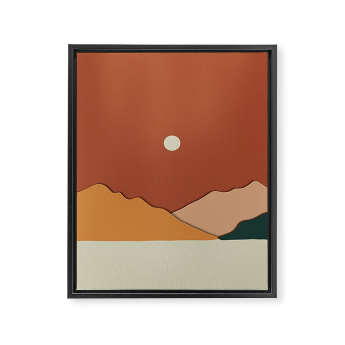 minimal mountain lake side  Framed Canvas Print Gallery Image 1